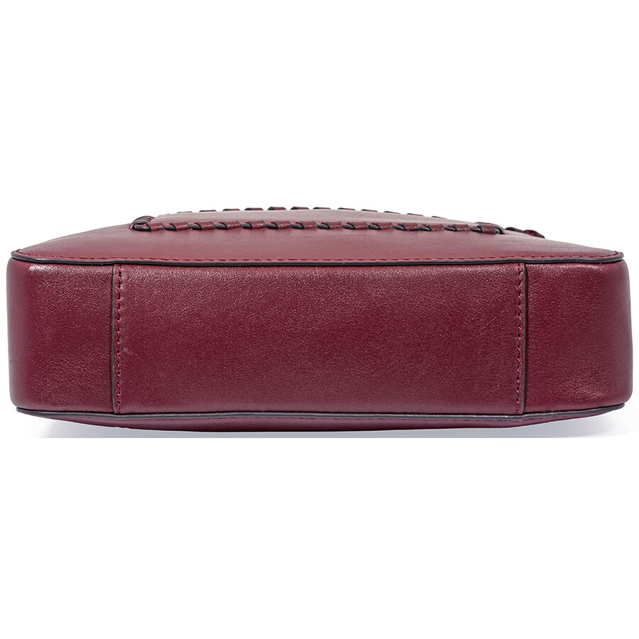 Michael Kors Gloria Whipstitched Leather Messenger Bag Oxblood