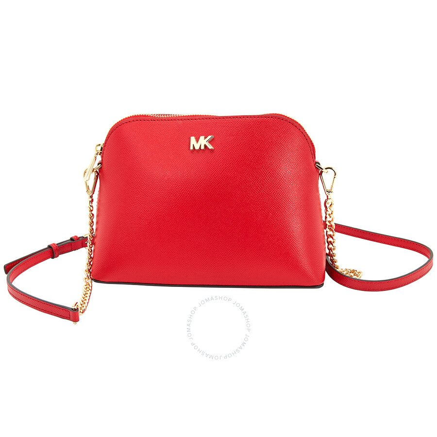 Michael Kors Ladies Red Crossgrain Leather Dome Crossbody Bag