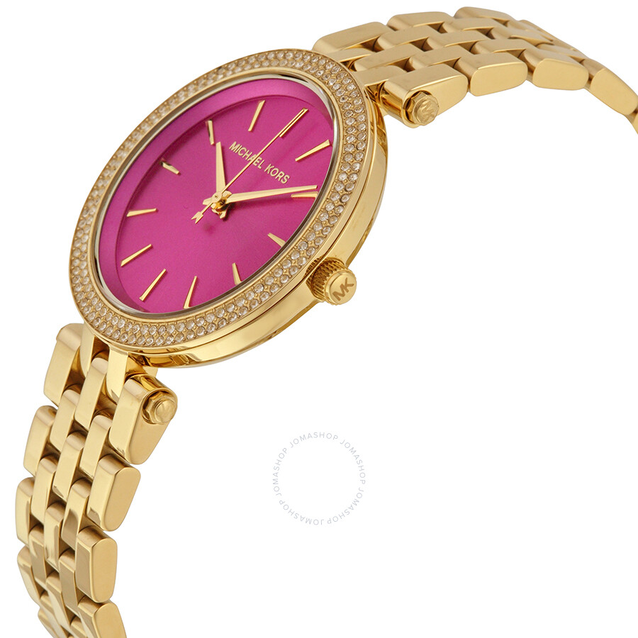 Michael Kors Mini Darci Fuchsia Dial Gold-tone Ladies Watch MK3444