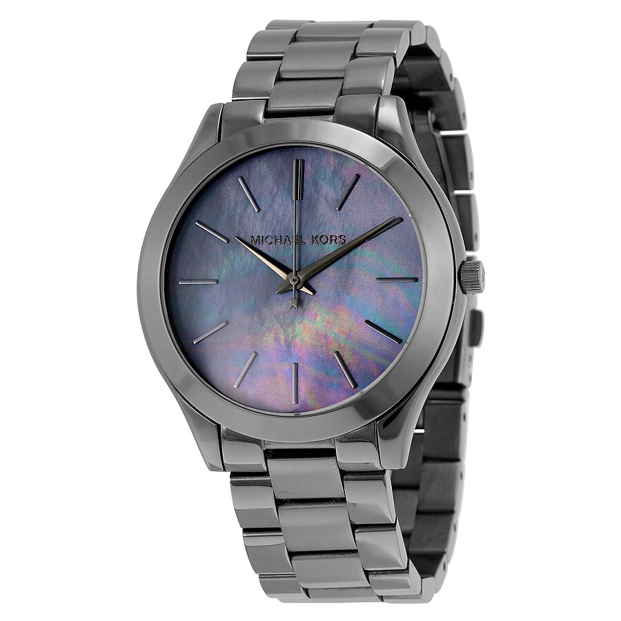 Slim Runway Grey Dial Gunmetal-plated Ladies Watch