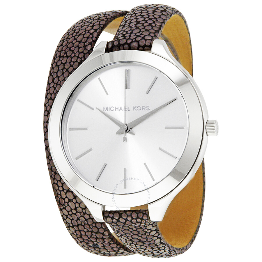 Slim Runway Silver Dial Double Wrap Ladies Watch