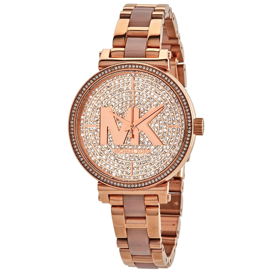 Sofie Quartz Crystal Rose Gold Dial Ladies Watch