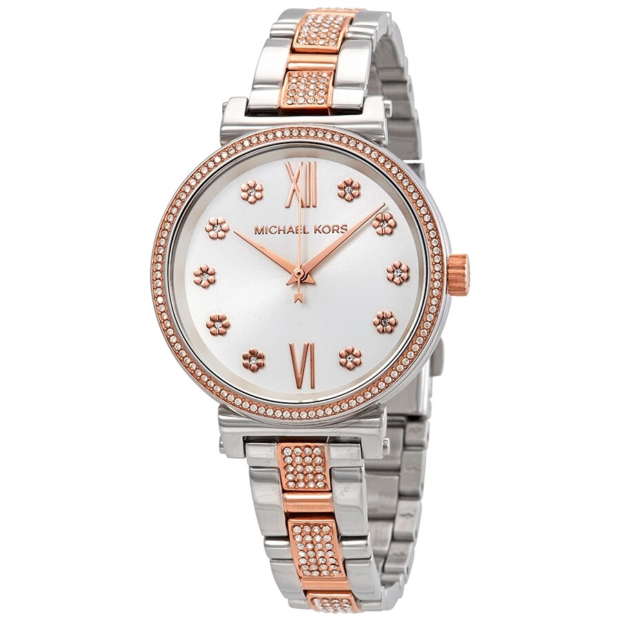 Sofie Crystal Silver Dial Two-tone Ladies Watch