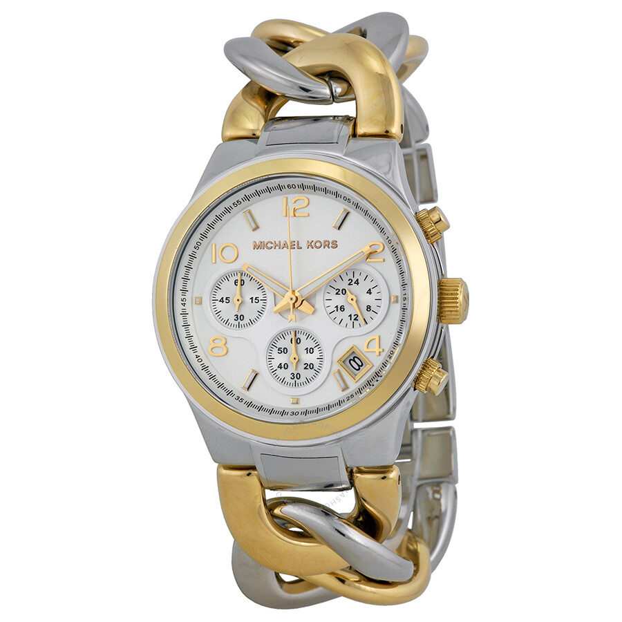 Twist Chain Chronograph White Dial Ladies Watch