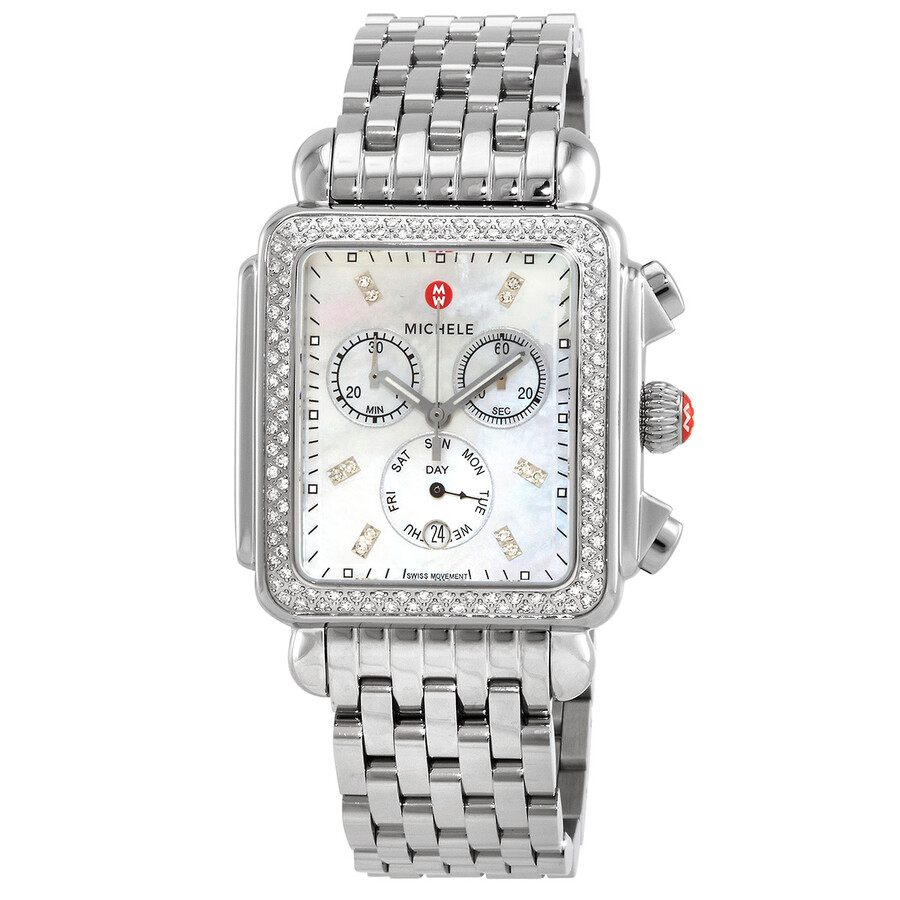 Michele Michele Deco Xl Diamond Mother of Pearl Dial Ladies Watch Mww06z000035 MWW06Z000035
