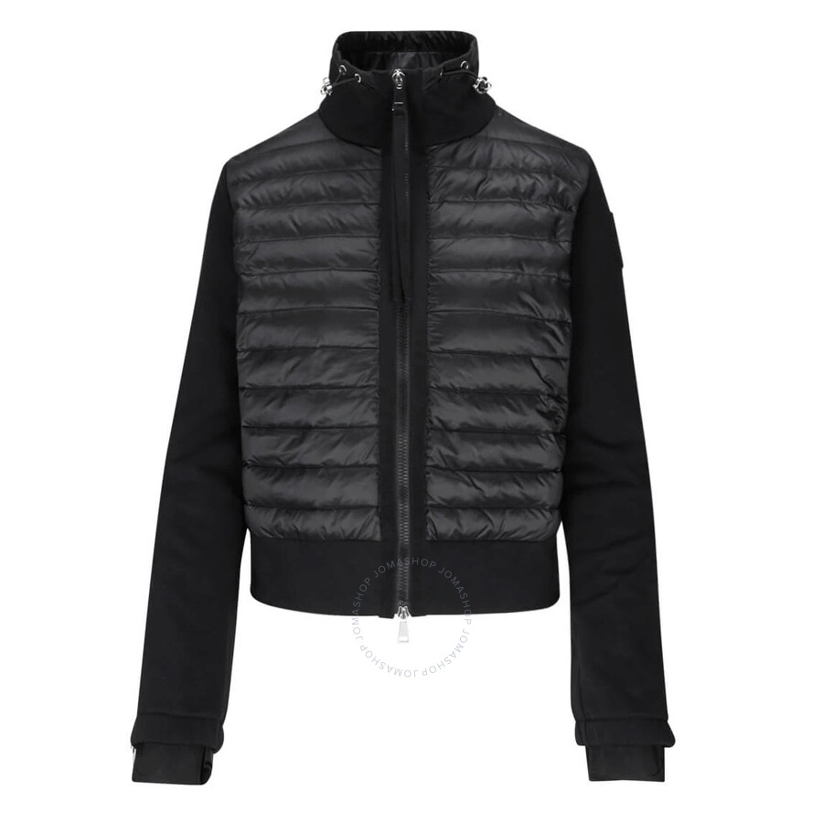Moncler lined padded panel sweater in dark blue clearance