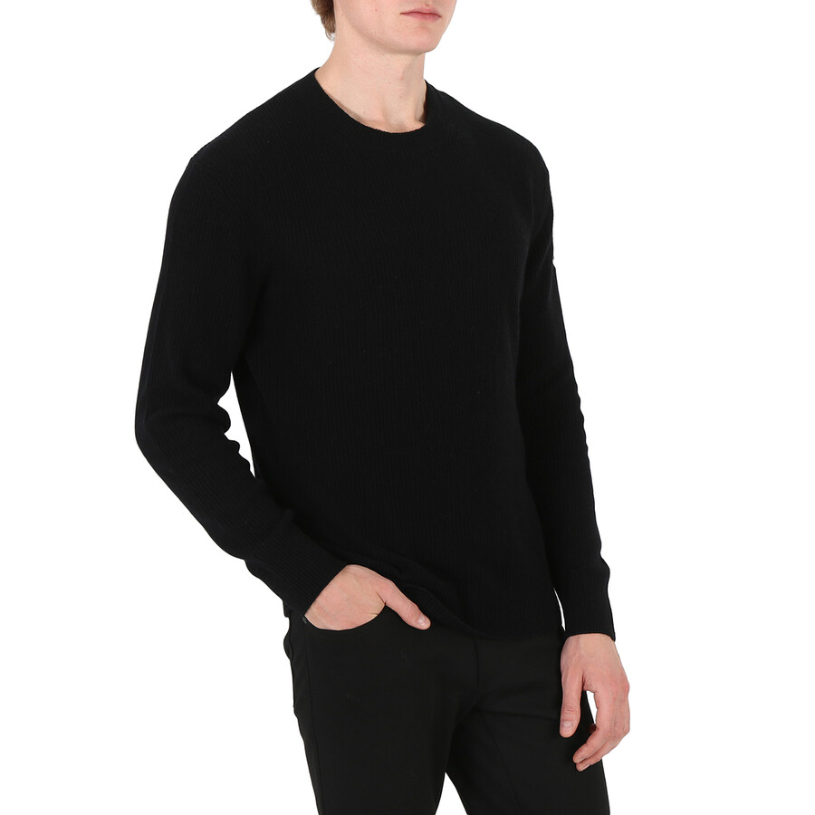 Moncler Men's Black Girocollo Tricot Virgin Wool-Blend Jumper, Size X ...
