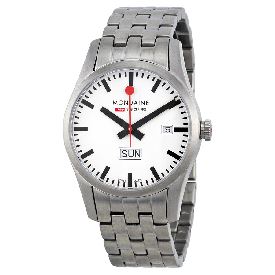 Retro Day and Date White Dial Stainless Steel Men's Watch