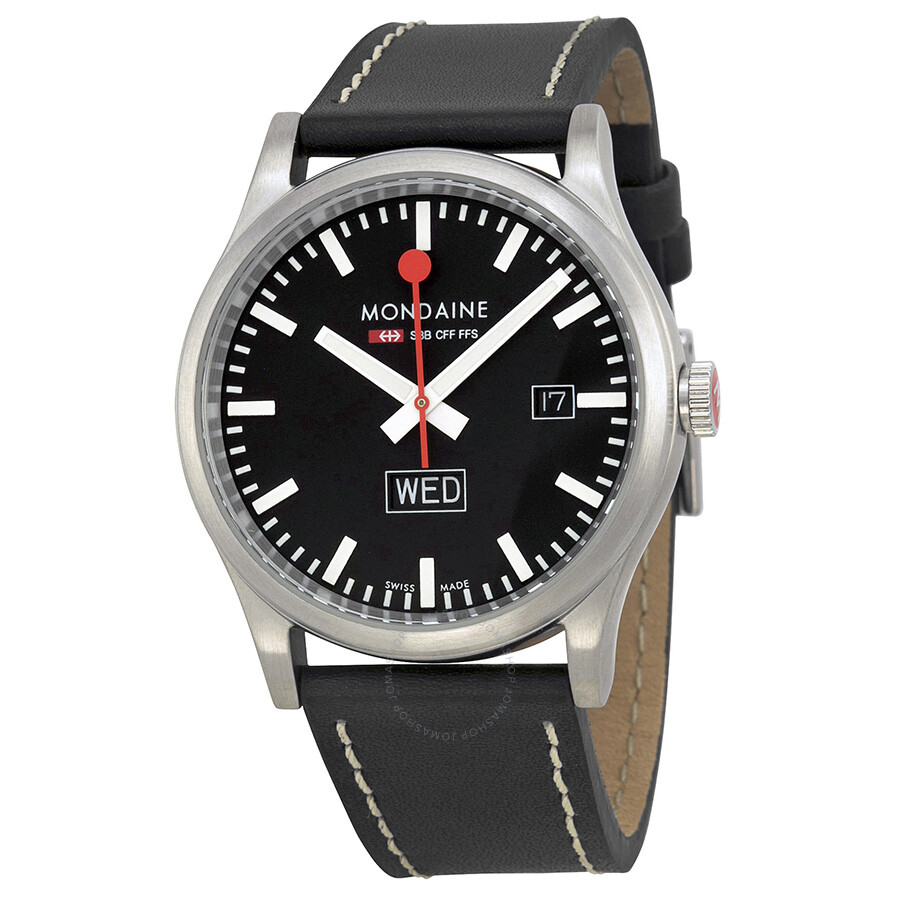 Retro Day Date Black Dial Black Leather Men's Watch A6673030819SBB