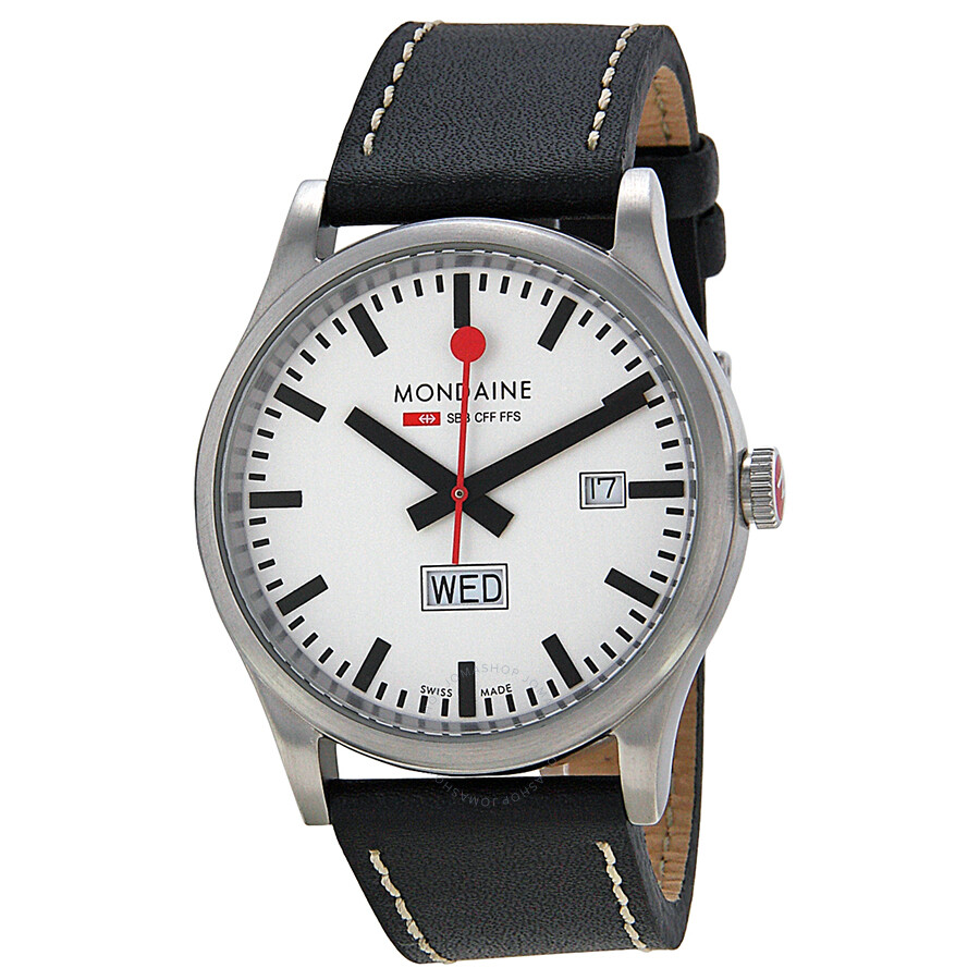 Retro Day Date White Dial Black Leather Men's Watch A6673030816SBB