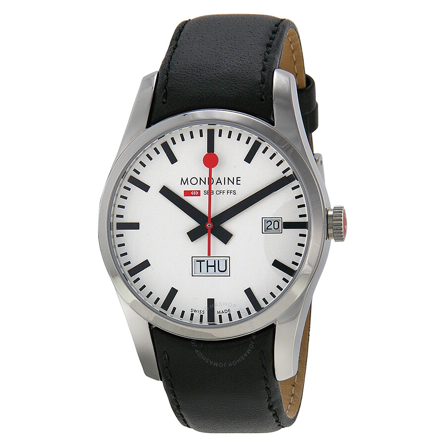 Retro Day Date White Dial Black Leather Men's Watch A6673034011SBB
