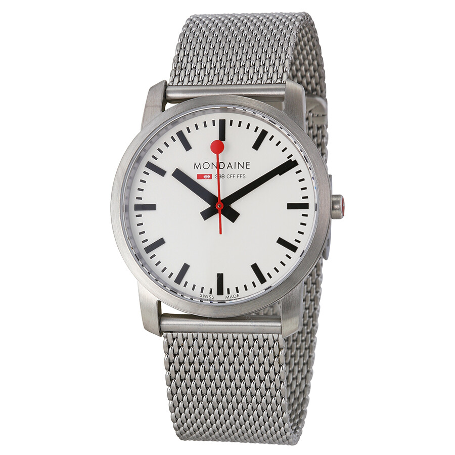 Simply Elegant White Dial Stainless Steel Mesh Ladies Watch A4003035116SBM