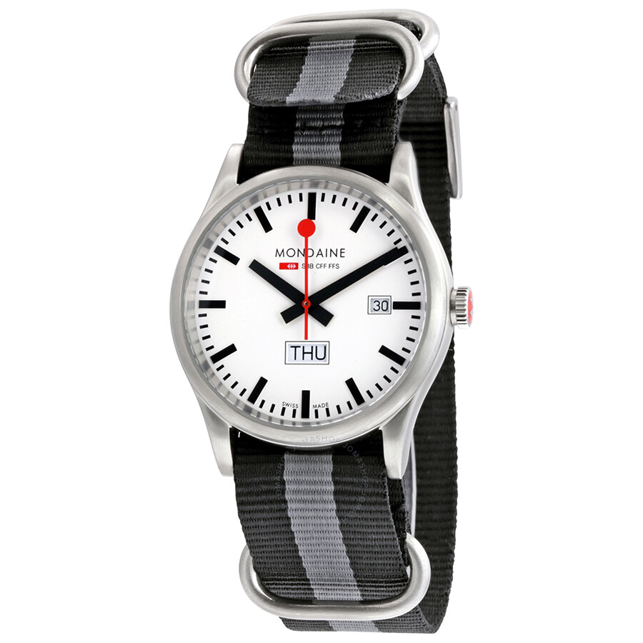 Sport Day Date White Dial Grey and Black Nylon Men's Watch A6673030816SNB
