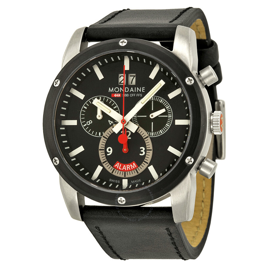 Sport II Chronograph Black Dial Black Leather Men's Watch A6923033814SBB