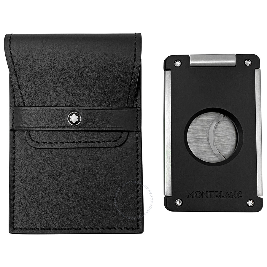 Montblanc Doubleblade Guillotine Cigar Cutter With Leather Pouch 119296 4017941939081