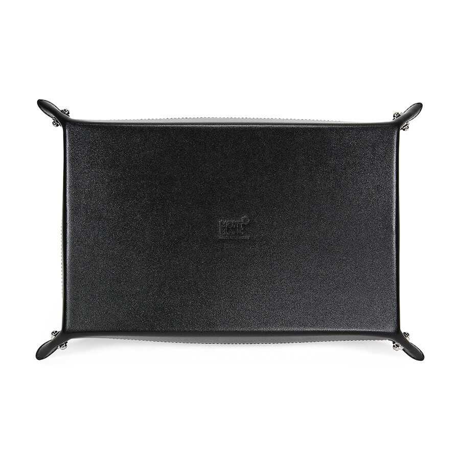 Montblanc Large Tray in Black Leather with 3 Rings Motif 105261 4017941388209