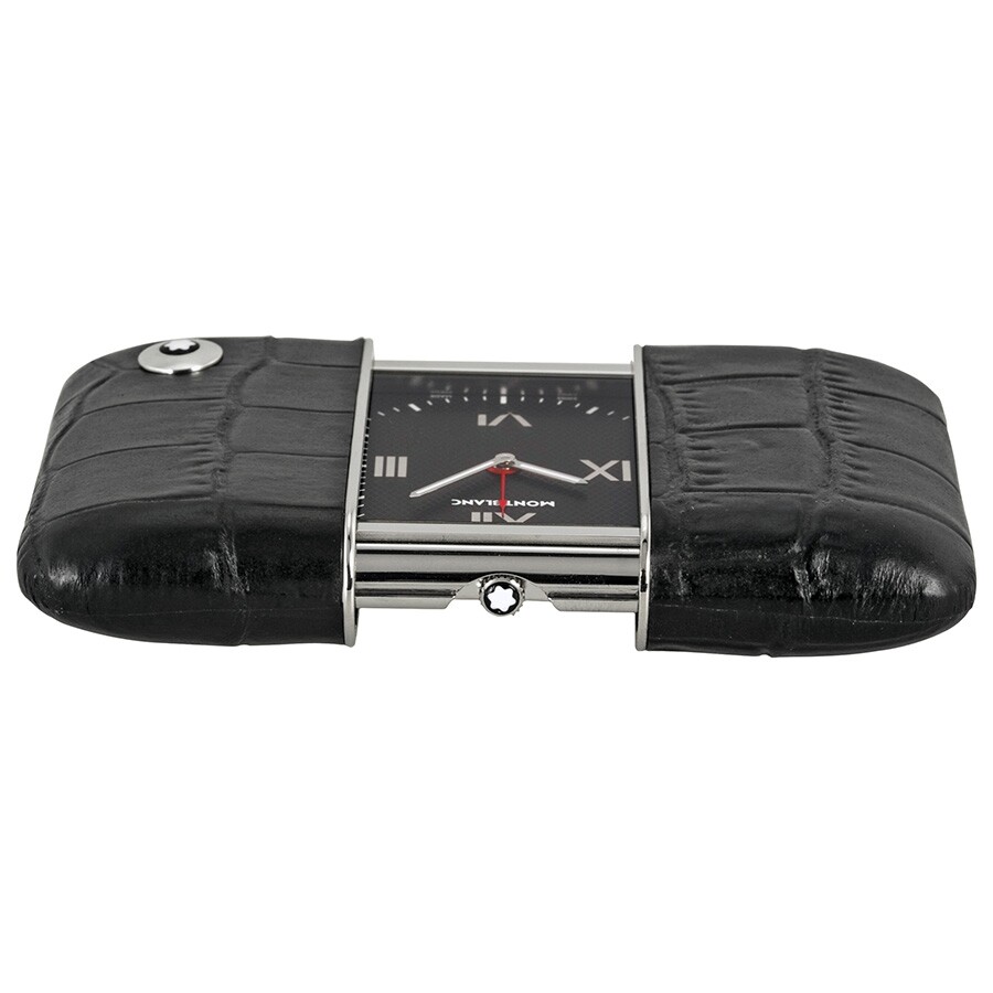 Montblanc Travel Sliding Black Dial Leather Case Travel Clock 102373