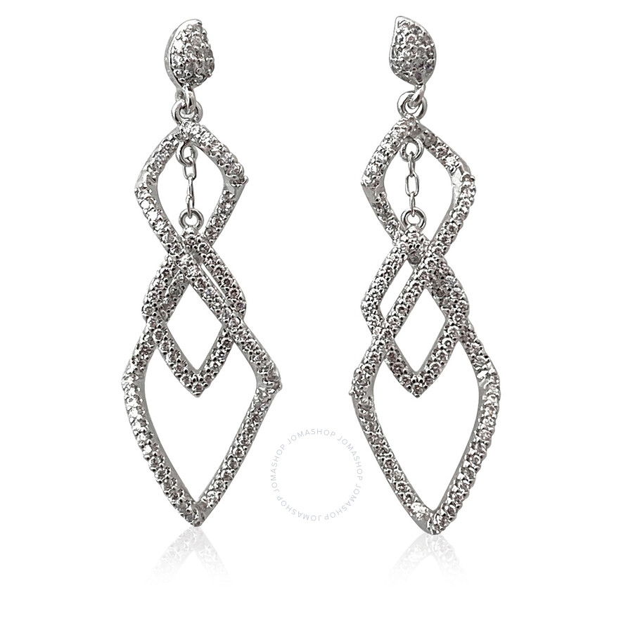 Morgan Paige Rhodium Plated Bronze Cubic Zirconia Chandelier Triangle Entwined Drop Earrings 52ae3h9469 Las Jewelry Joma Morgan Paige Rhodium Plated Bronze, Rhodium Chandelier Cubic Zirconia Earrings