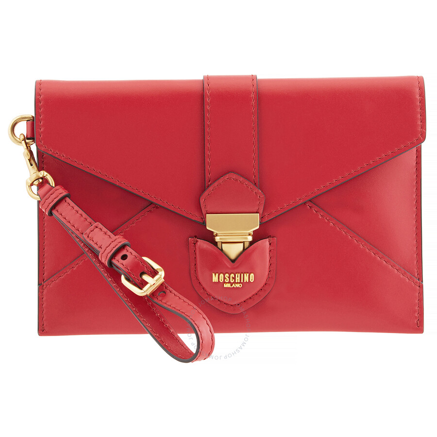 moschino red clutch bag