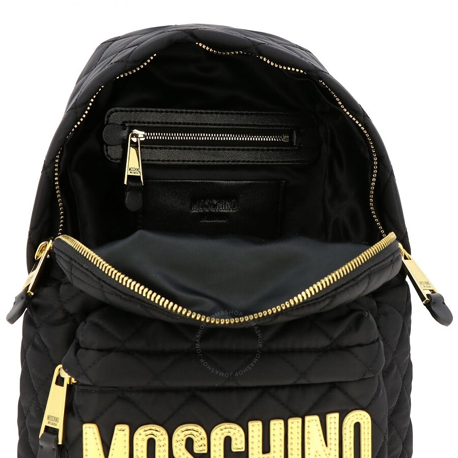 Moschino Black Logo Quilted Backpack B760882012555 803062213735