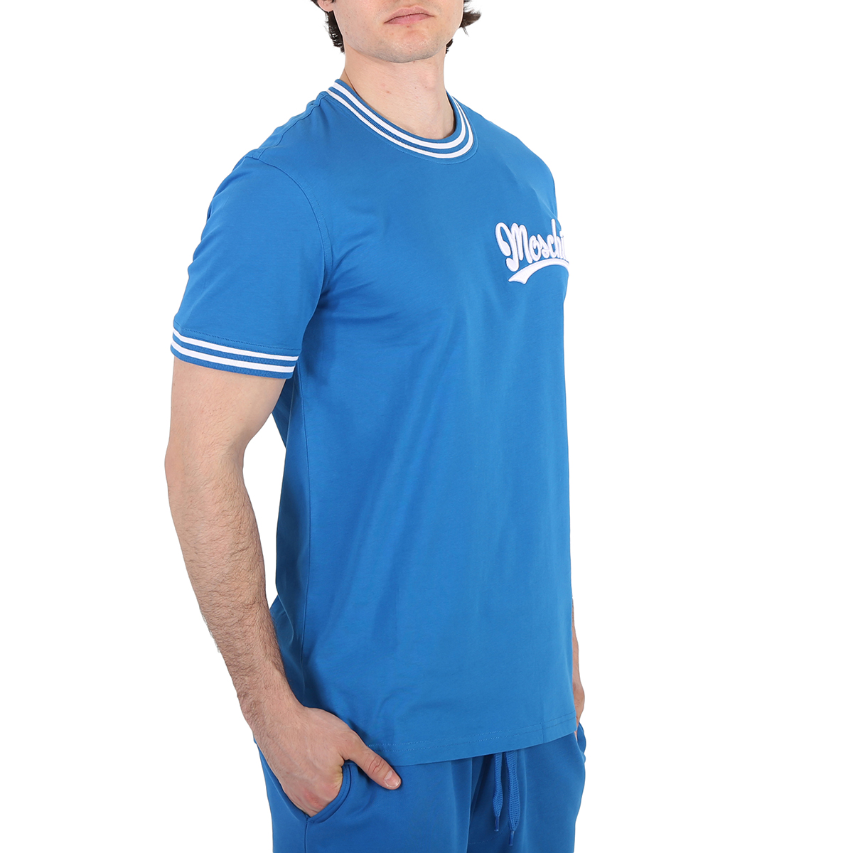Moschino Blue Stripes Hooded Shirt main image 0