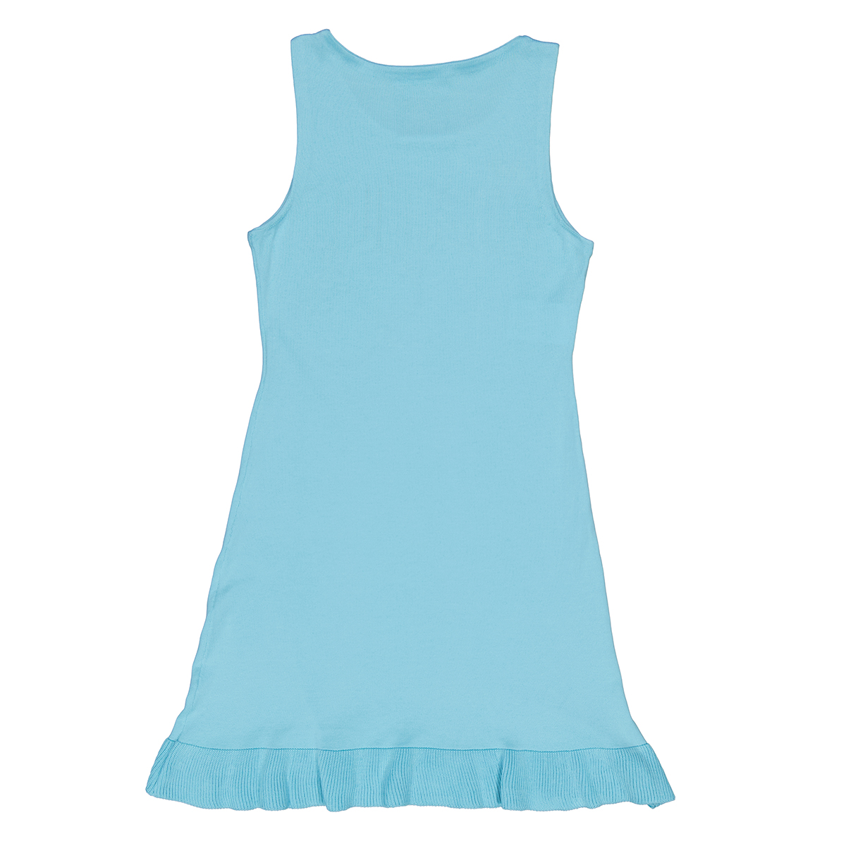 Moschino Ladies Light Blue Ribbed-Knit Scoop Neck Dress, Brand 