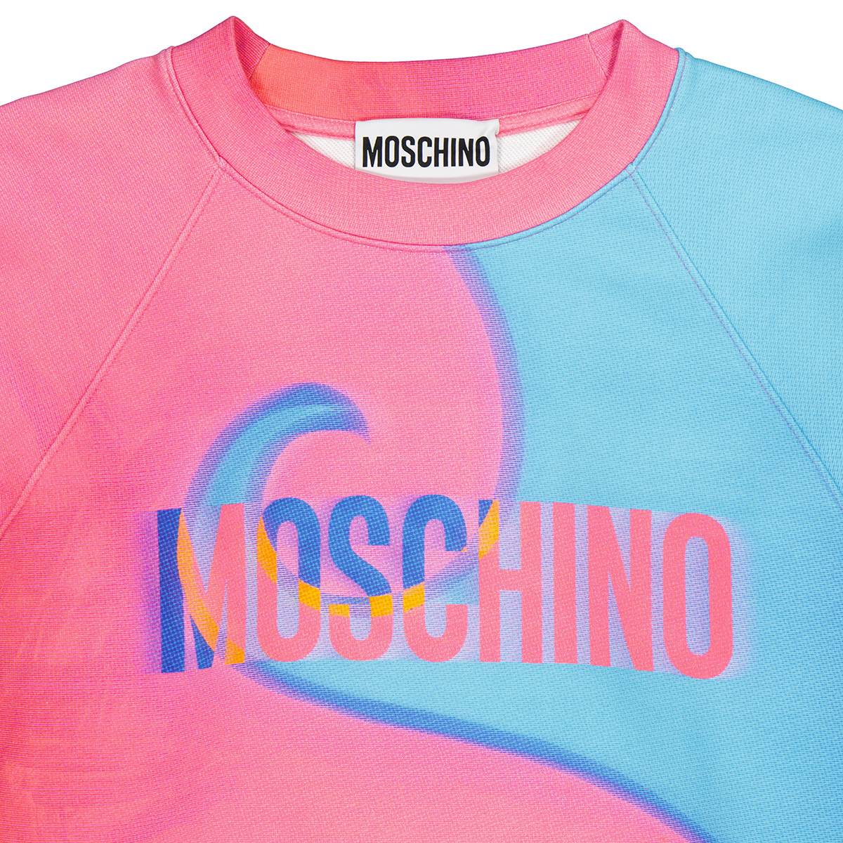 Moschino White Globe Print Cropped Sweatshirt