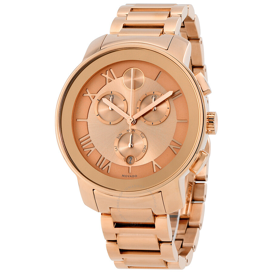 Bold Chronograph Rose Dial Ladies Watch