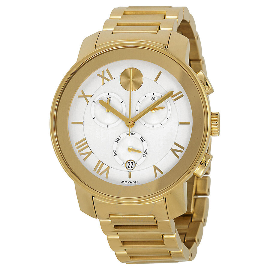 Bold Chronograph Silver Dial Yellow Gold PVD Unisex Watch