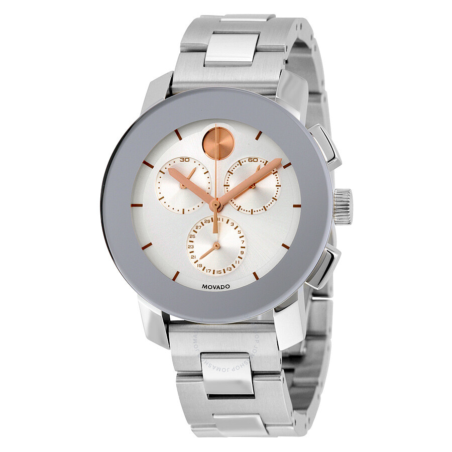 Bold Chronograph Silver Sunray Dial Ladies Watch
