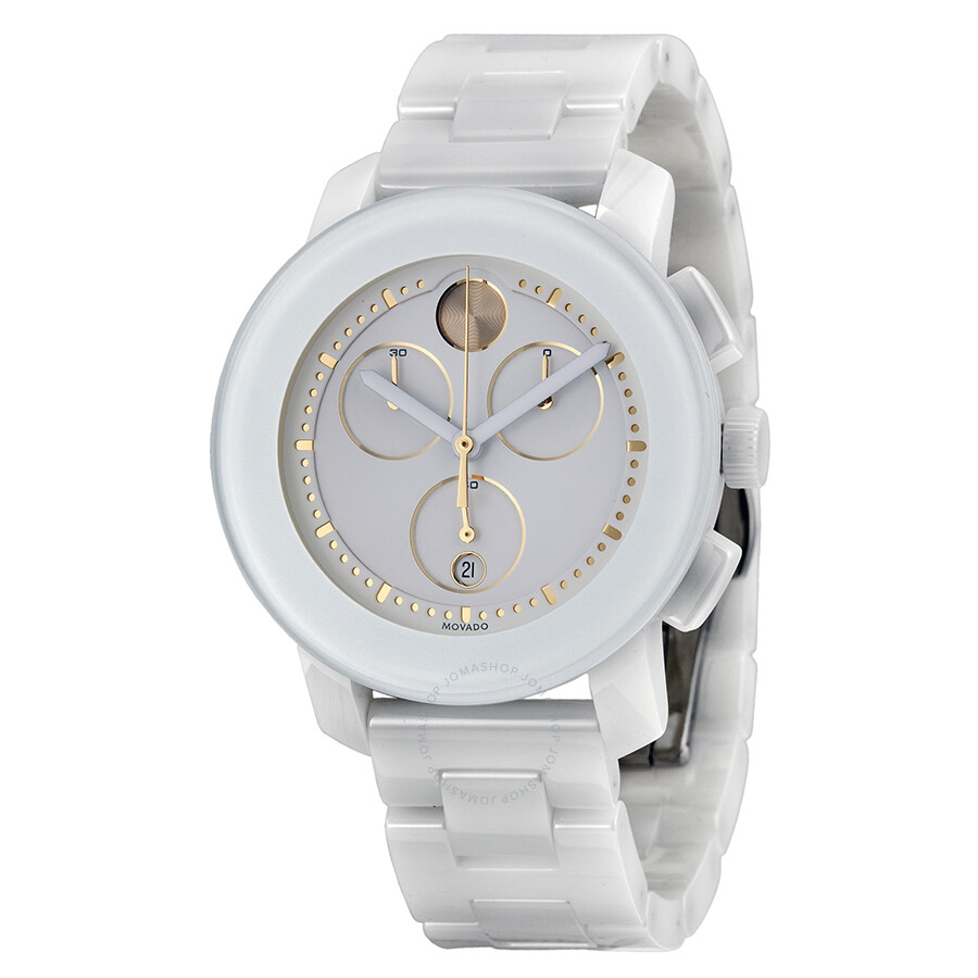 Bold Chronograph White Ceramic Ladies Watch
