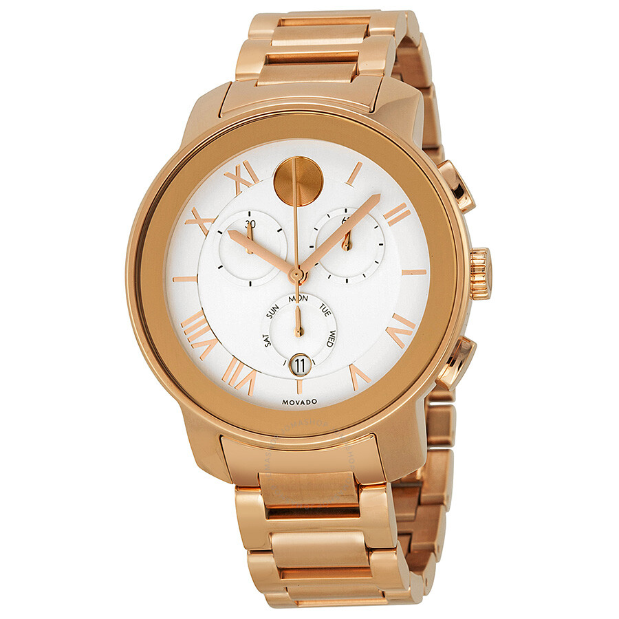 Bold Chronograph White Dial Rose Gold PVD Unisex Watch