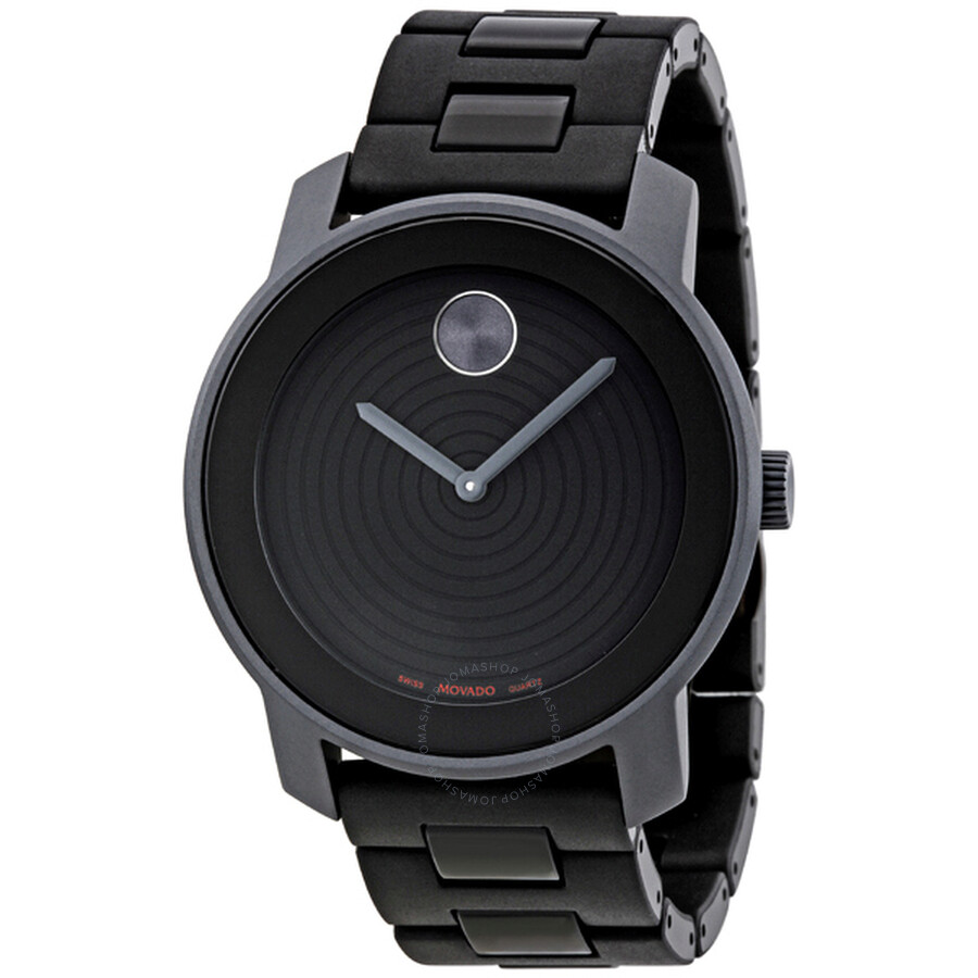 Bold Concentric Black Dial Black Aluminum Men's Watch