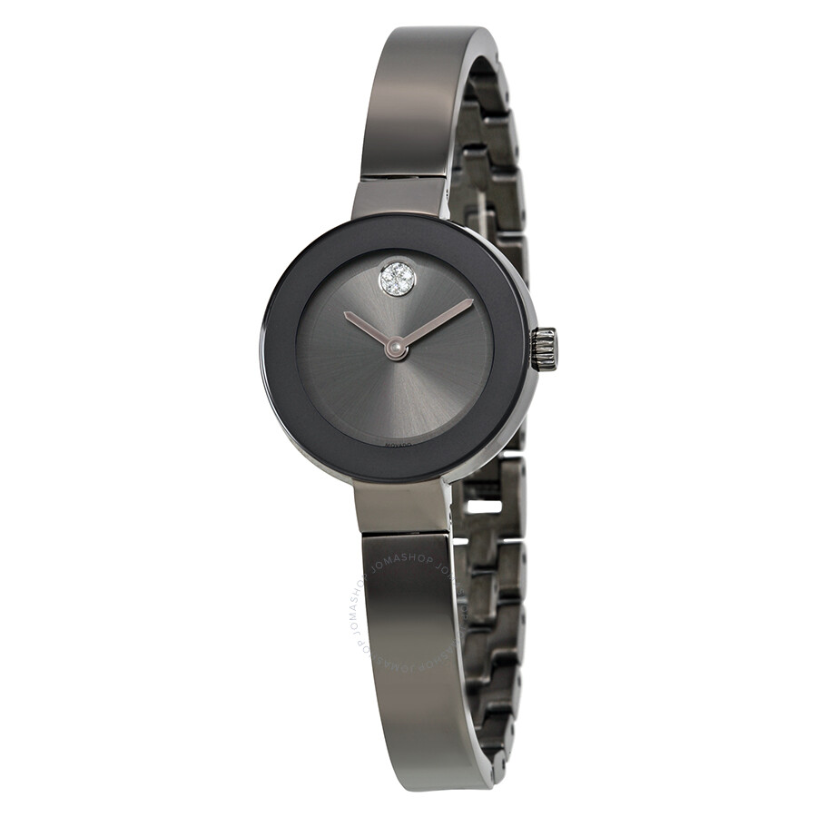 Bold Crystal Marker Gunmetal-plated Bangle Ladies Watch