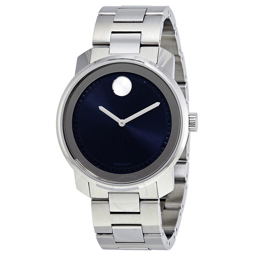 Bold Dark Blue Dial Stainless Steel Men's Watch