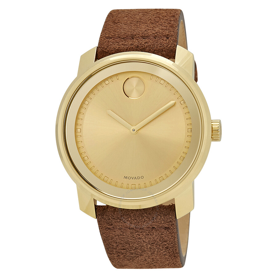 Bold Gold Sunray Dial Cognac Suede Men's Watch