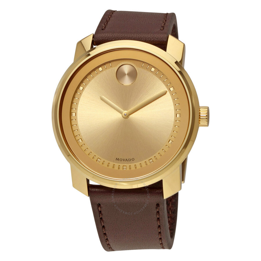 Bold Gold Dial Brown Leather Men's Watch