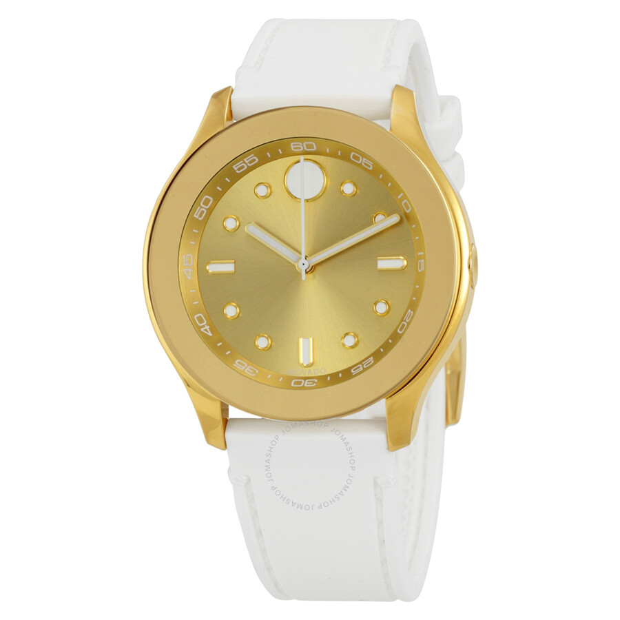 Bold Gold Dial White Silicone Ladies Watch