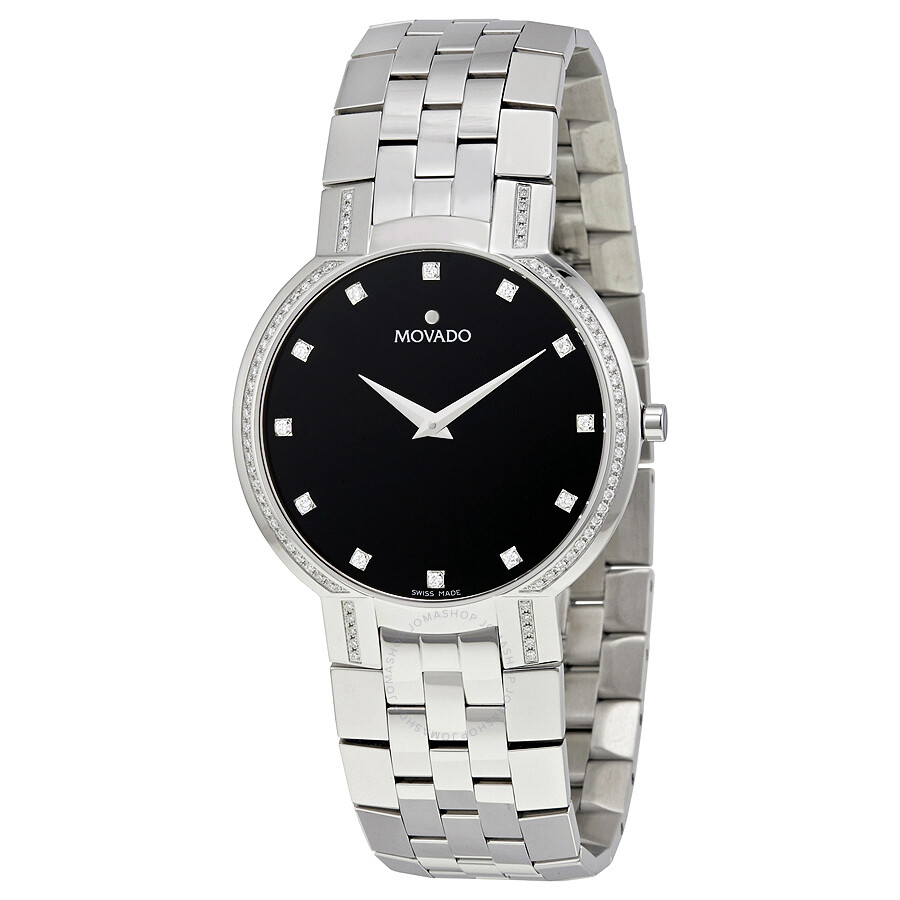 Faceto Black Dial Stainless Steel Men's Watch