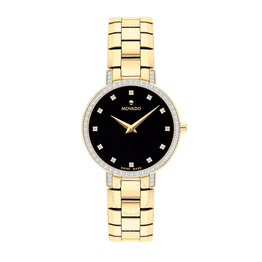 Faceto Quartz Diamond Black Dial Ladies Watch