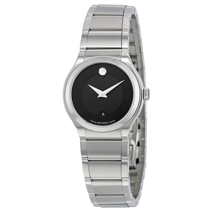 Movado Quadro Black Dial Stainless 