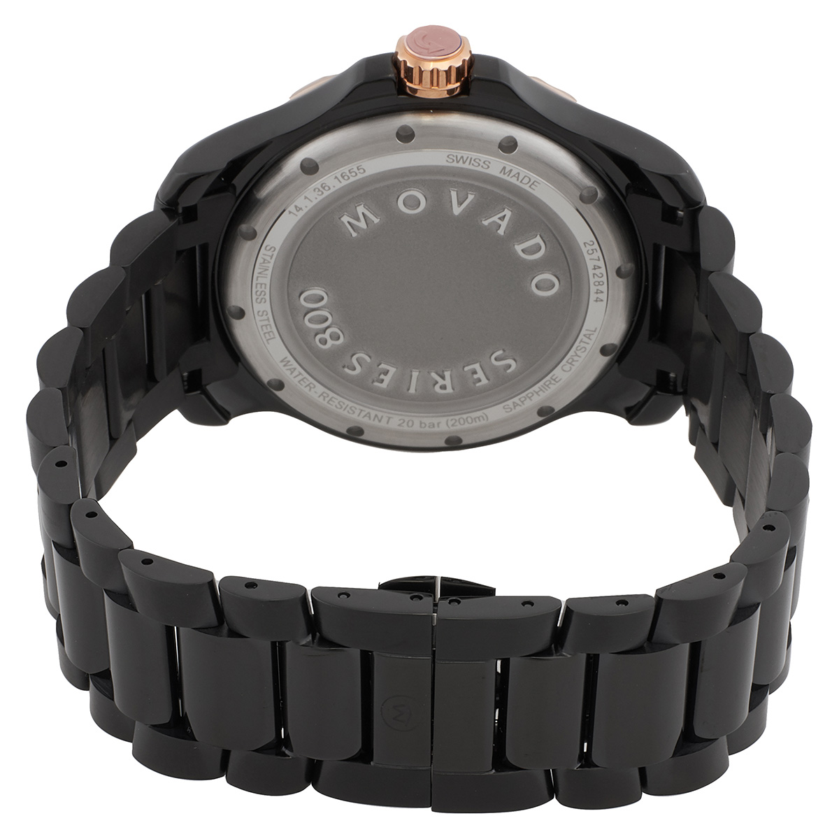 Movado Series 800 Chronograph Black Dial Two Tone Steel Strap Watch For Men - 2600146