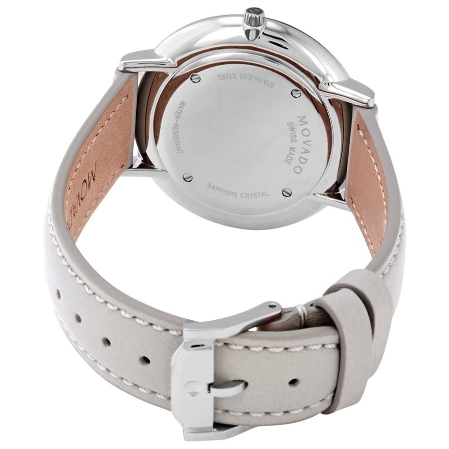 Movado Ultra Slim Silver Dial Brown Leather Strap Watch For Women - 0607093 main image 0