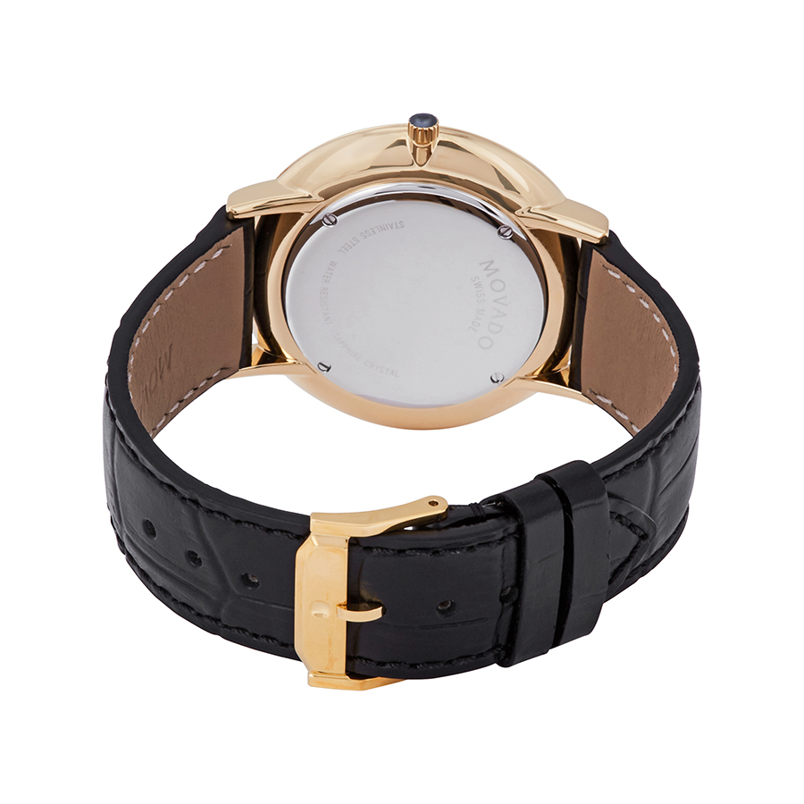 Movado Ultra Slim Silver Dial Brown Leather Strap Watch For Women - 0607093