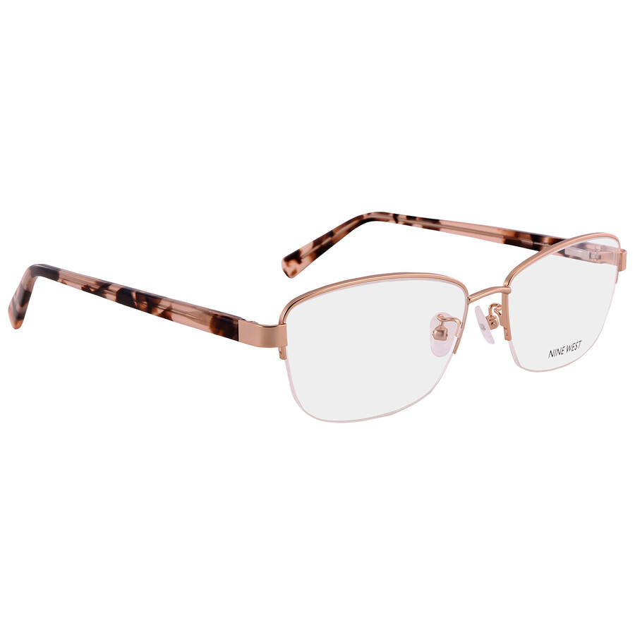 Nine West Ladies Rose Gold Tone Rectangular Eyeglass Frames