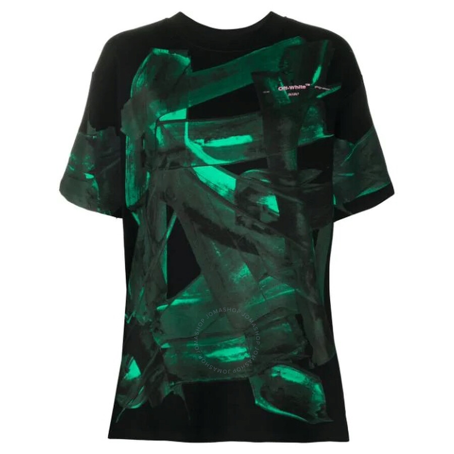 Off white black green t shirt clearance