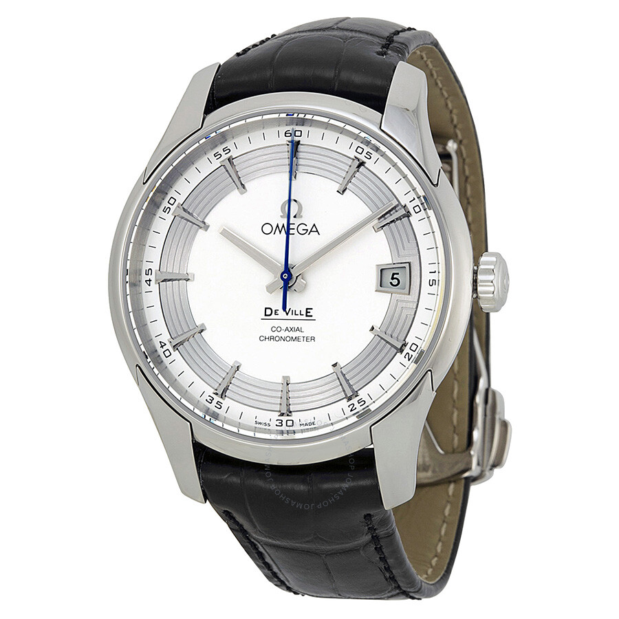 De Ville Hour Vision Silver Dial Black Leather Men's Watch 43133412102001