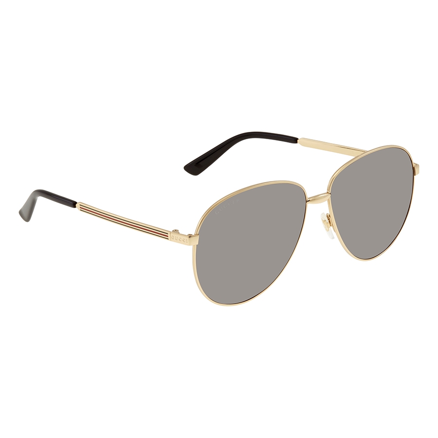 Gucci Open Box - Gucci Grey Pilot Unisex Sunglasses GG0138S 006 61 GG0138S  006 61 - Sunglasses, Gucci - Jomashop