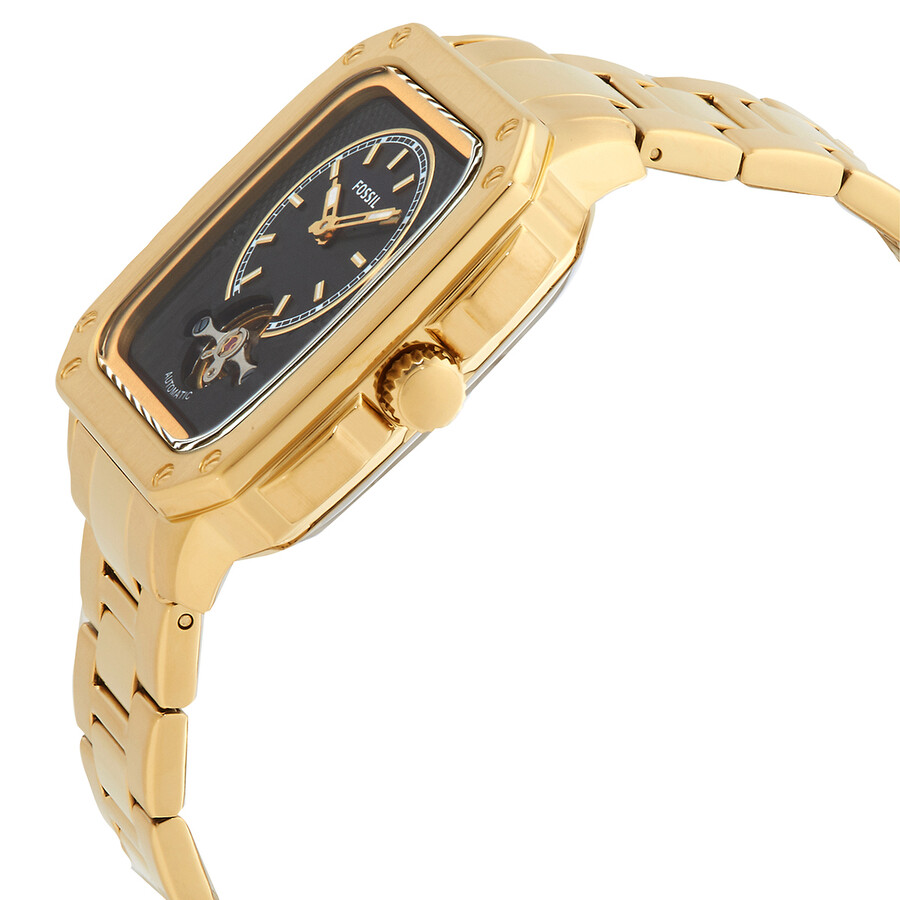 Fossil Open Box Fossil Inscription Automatic Black Dial Men's Watch