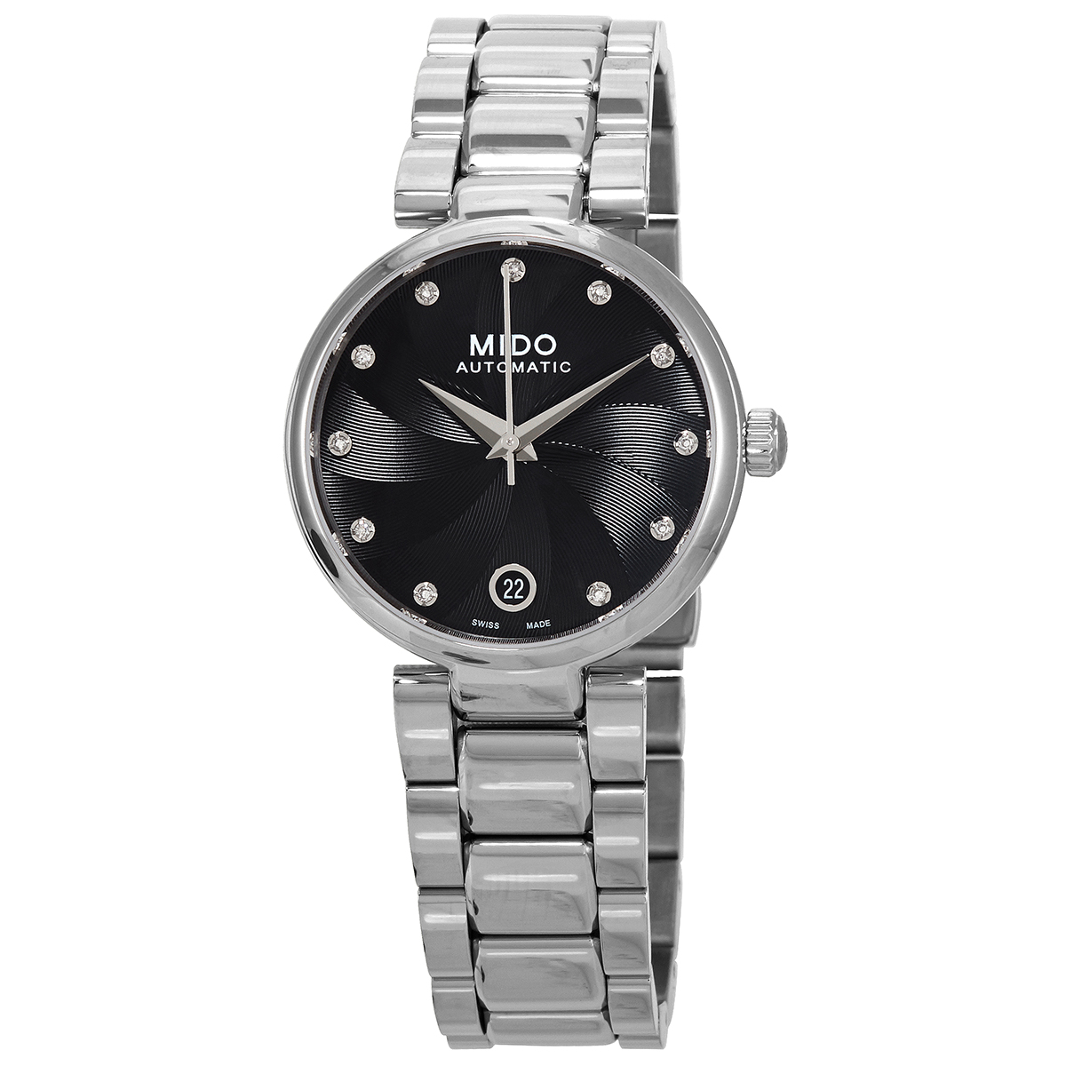 Mido Open Box - Mido Baroncelli Donna Automatic Diamond Black Dial Ladies  Watch M022.207.11.056.10 M0222071105610 - Watches, Baroncelli - Jomashop